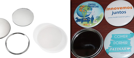 insumo chapita espejo y chapitas espejo terminadas