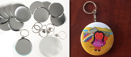 insumo chapita llavero y chapita llavero terminada